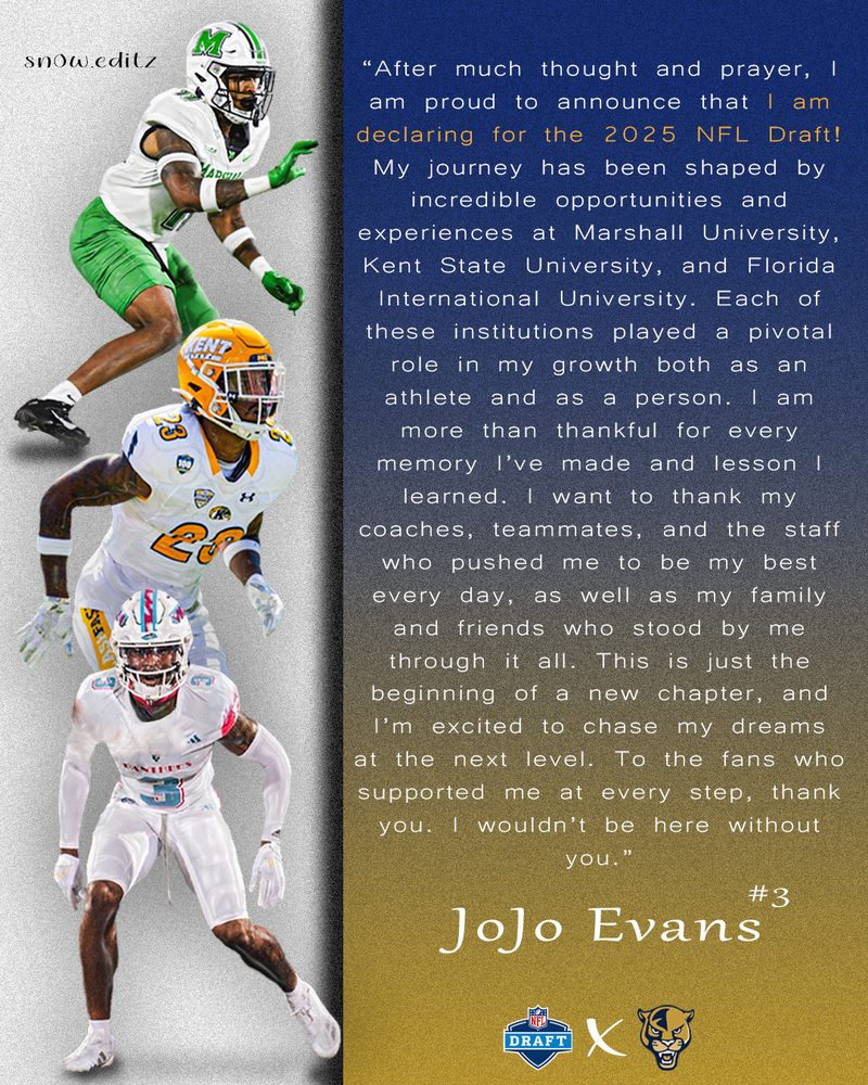 JoJo Evans — NFL Draft declaration graphic by Snow Editz